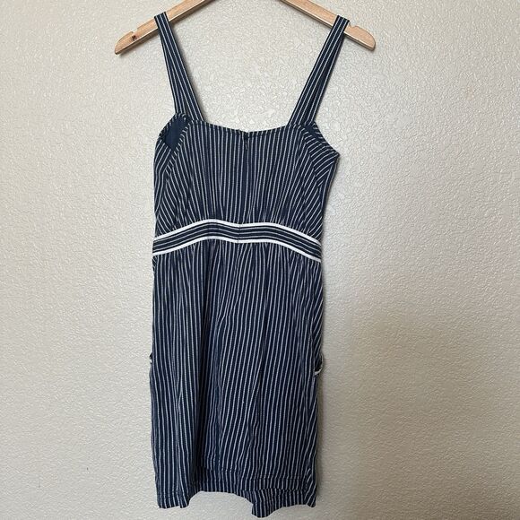 Tikirani Striped Pinafore Dress Extra Small Anthropologie Blue White - Picture 4 of 5